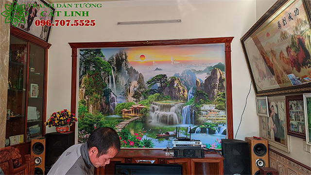 Tranh Sơn Thủy Thi Công Thực Tế
